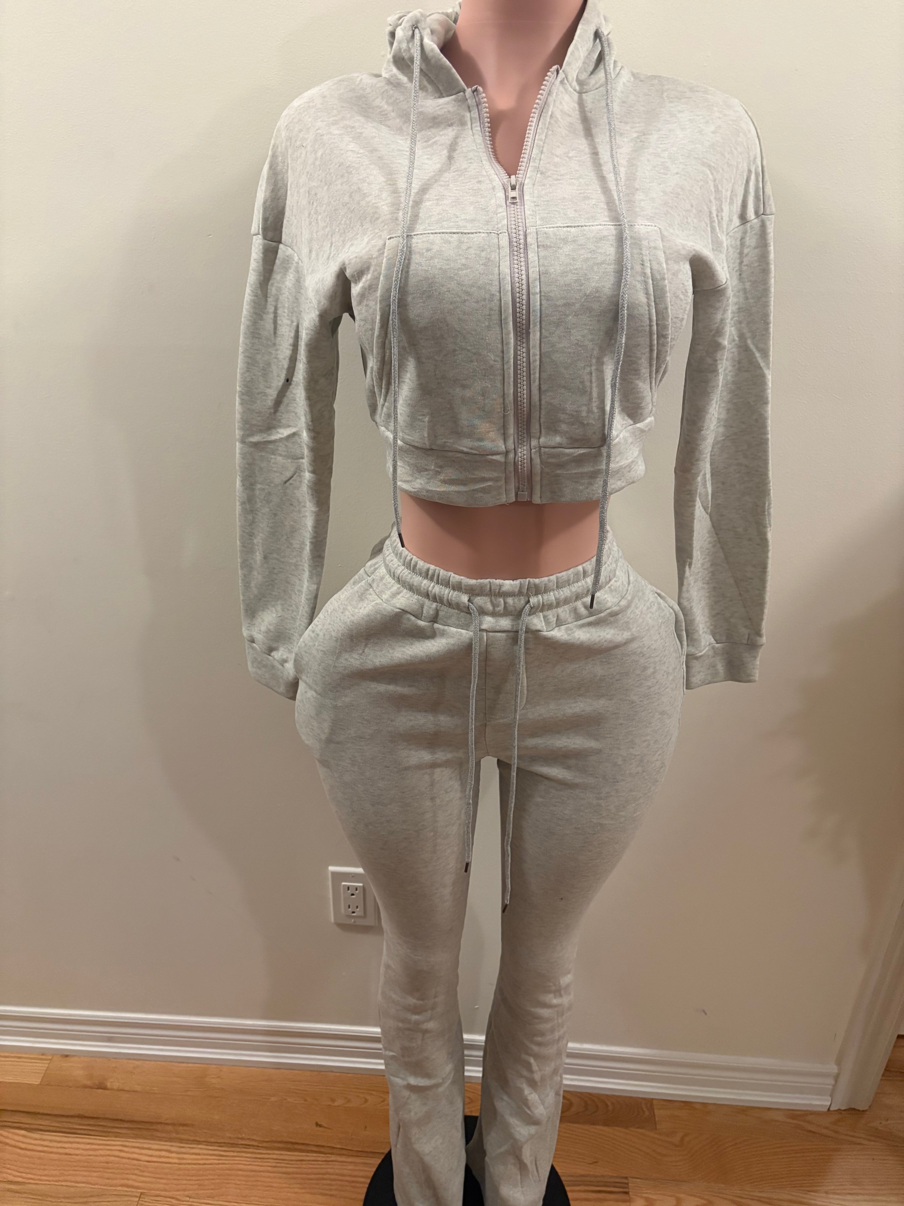Cozy Zip-Up Lounge Set Grey