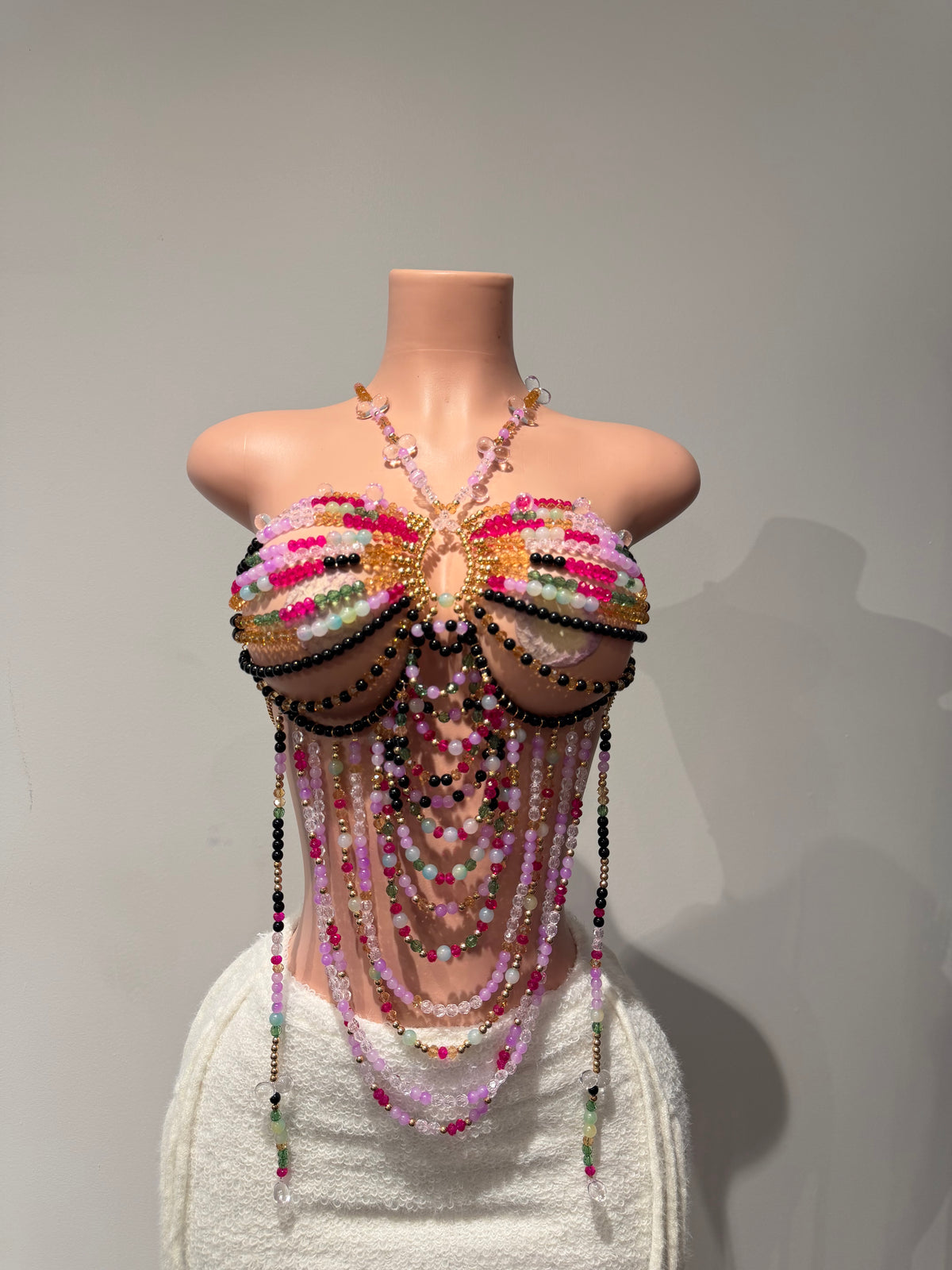 Rainbow Beaded Statement Top