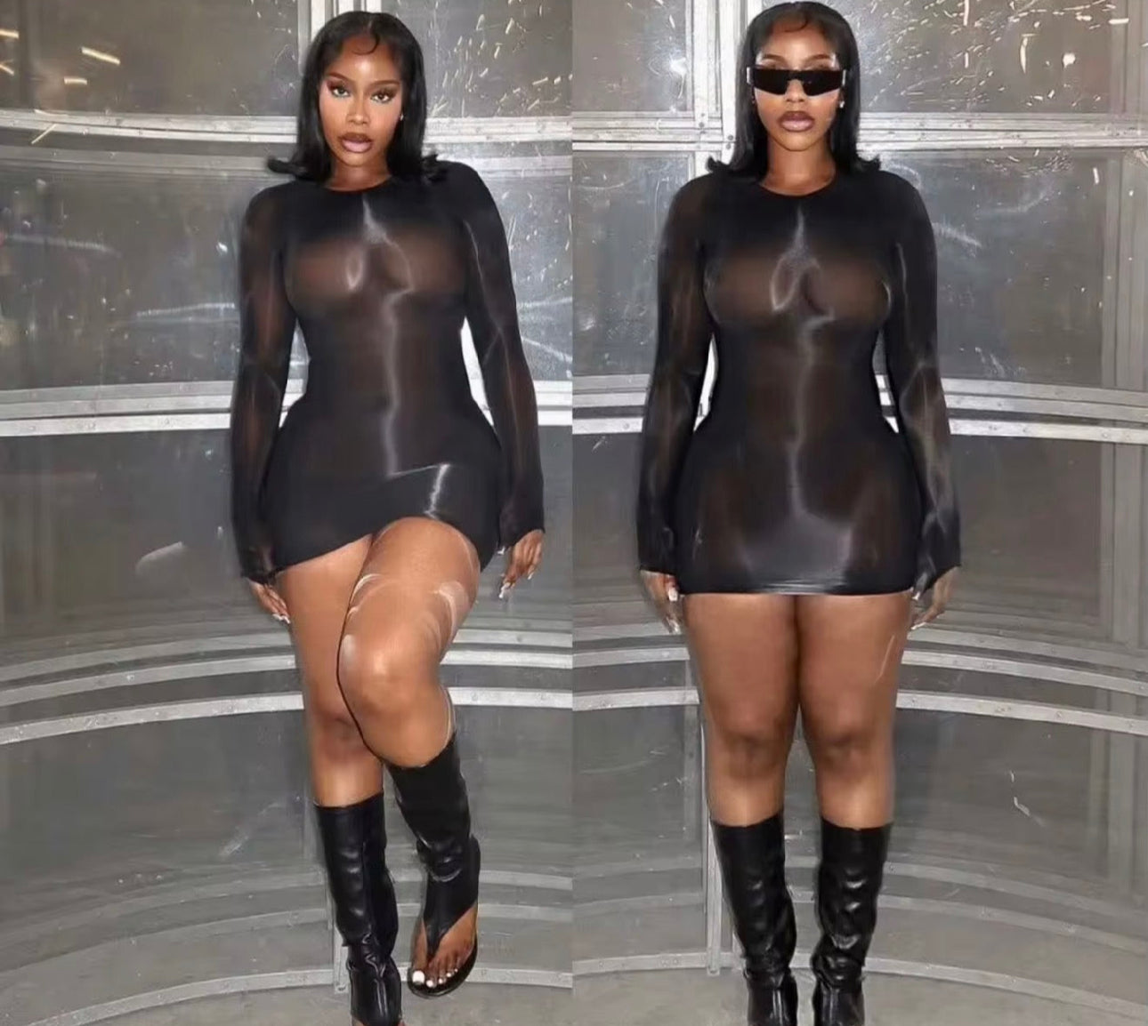 Midnight Mesh Mini Dress