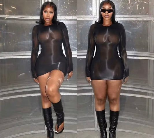 Midnight Mesh Mini Dress
