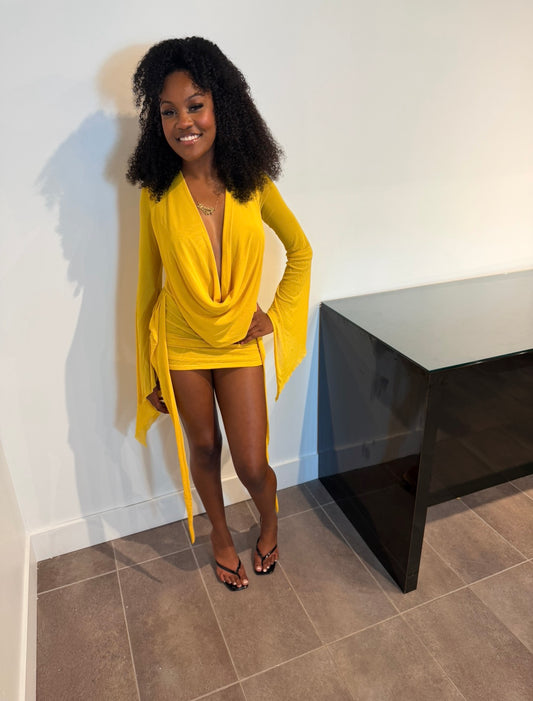 Golden Muse Bell Sleeve Dress