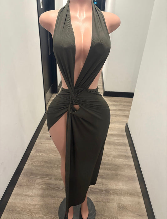 Twist Me Up Maxi Dress – Olive