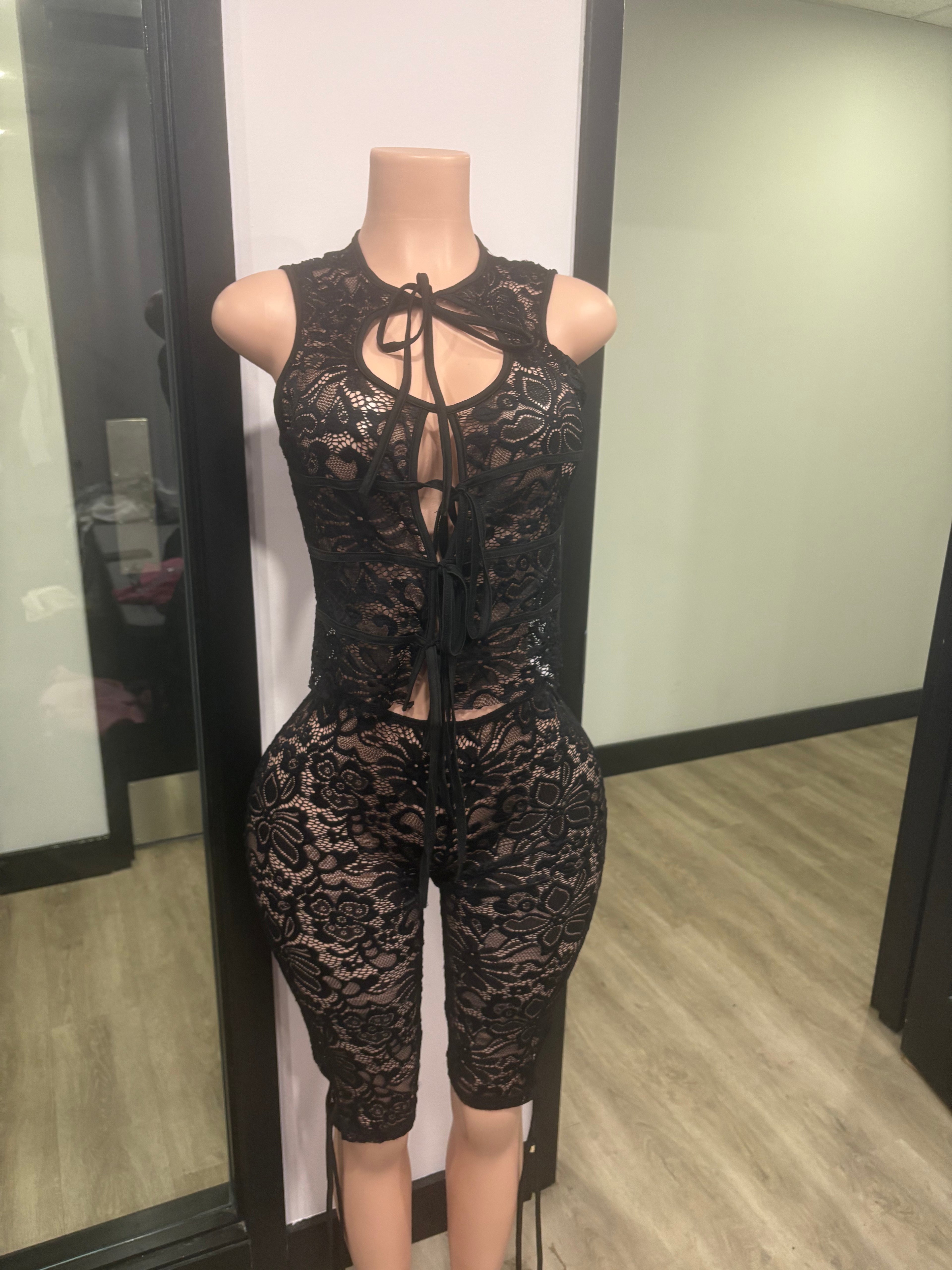 Tied Temptation | Lace-Up Capris Jumpsuit