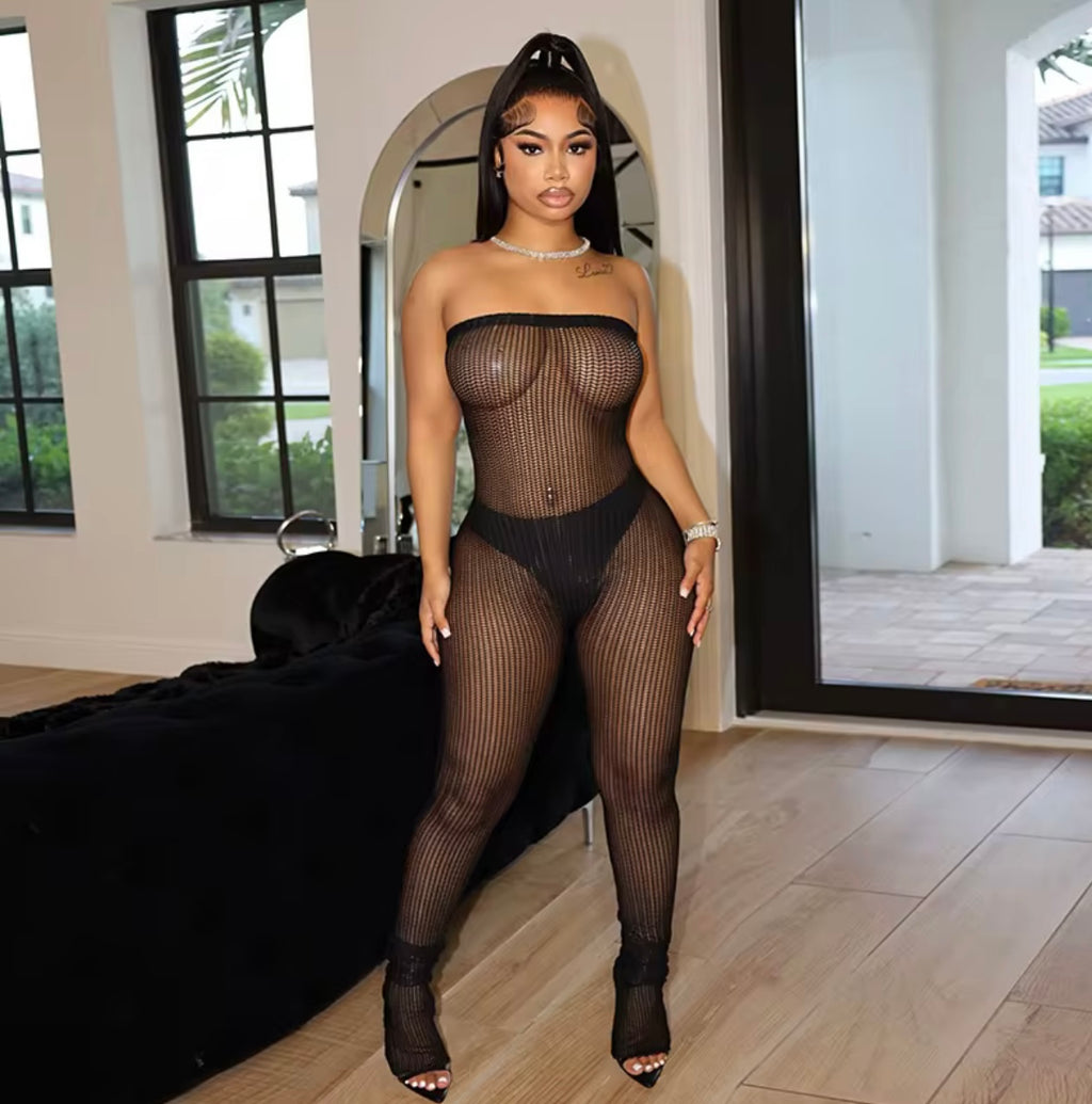 Body Talk Mesh Jumpsuit'
