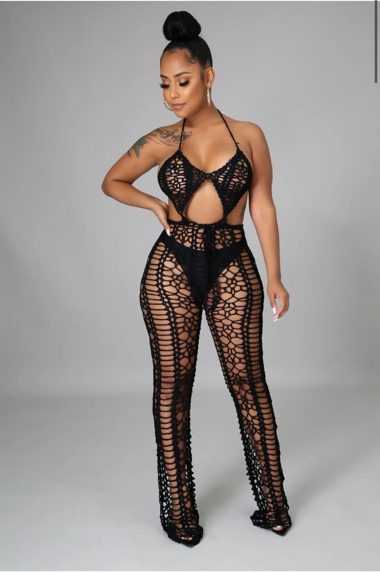 Midnight Net Lace-Up Jumpsuit